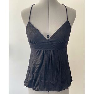 Lux - spaghetti strap tank top - racerback - black with gold sparkles- size M